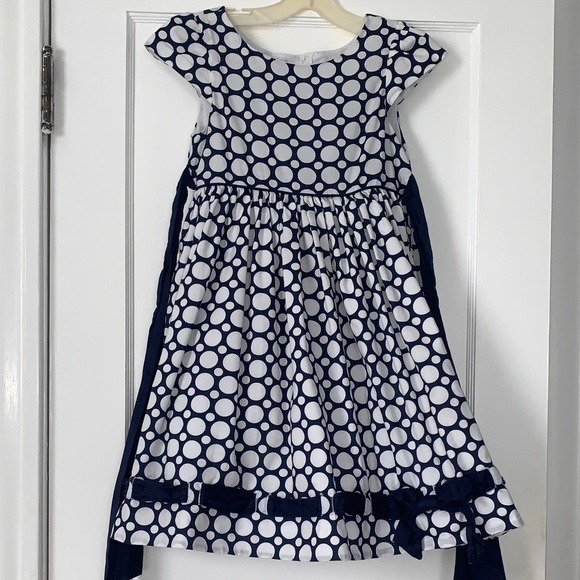 Biscotti Blue & White Dot Dress 10 EUC Ties in back - Picture 2 of 15